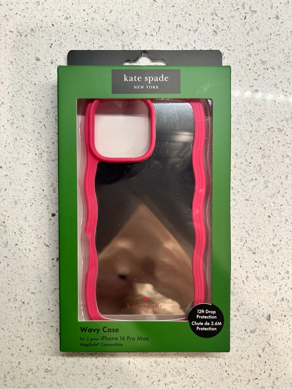 kate spade Pink Wavy-Edge Mirrored MagSafe 16 Pro Max iPhone Case